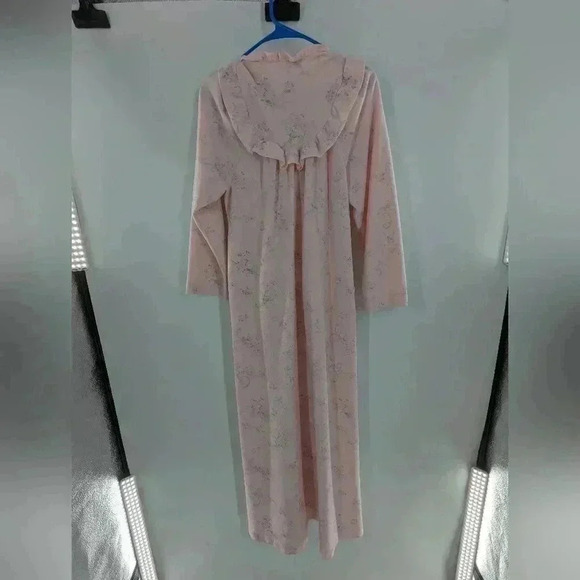 Shadow Line VTG Women's Light Pink Floral Size XS Long Sleeve Long Nightgown - Picture 4 of 8